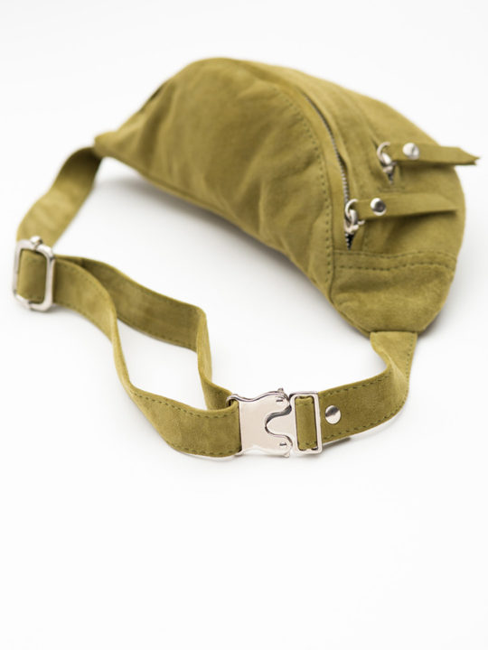 Women's Genuine Suede Leather Bum Bag Military Green