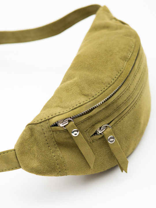 Women's Genuine Suede Leather Bum Bag Military Green