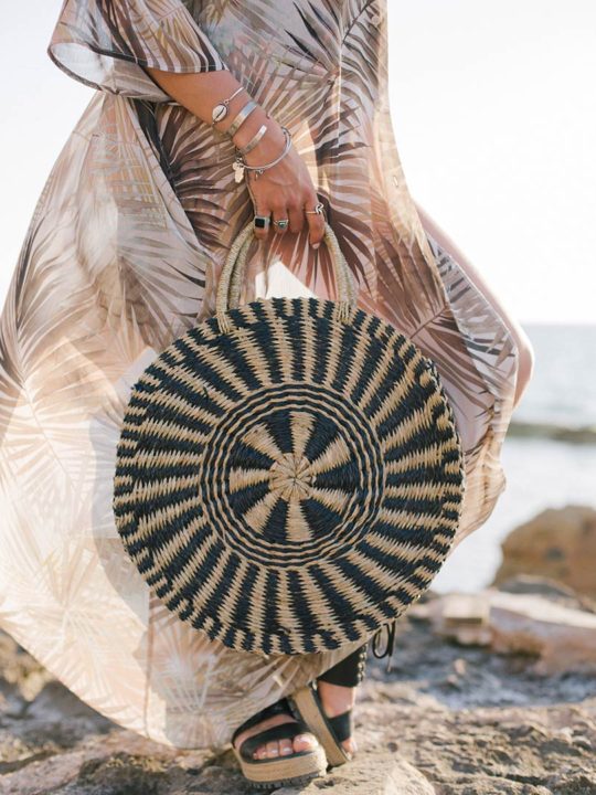 Sunny Straw Circle Tote Bag